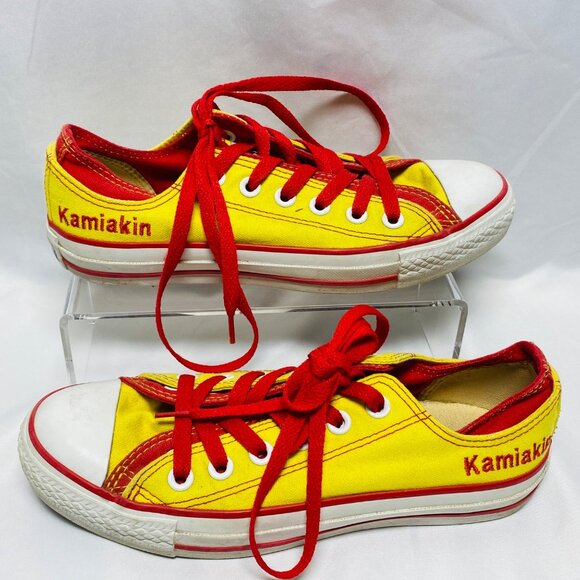 Converse All Star Yellow Red Canvas Low-Top Sneakers Sz Men 5 Women 7 Kamiakin - Picture 1 of 14